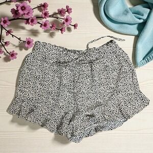 Allie Rose‎ Shorts Large Black Dotted/Animal Print Pull On Elastic Waist Ruffles